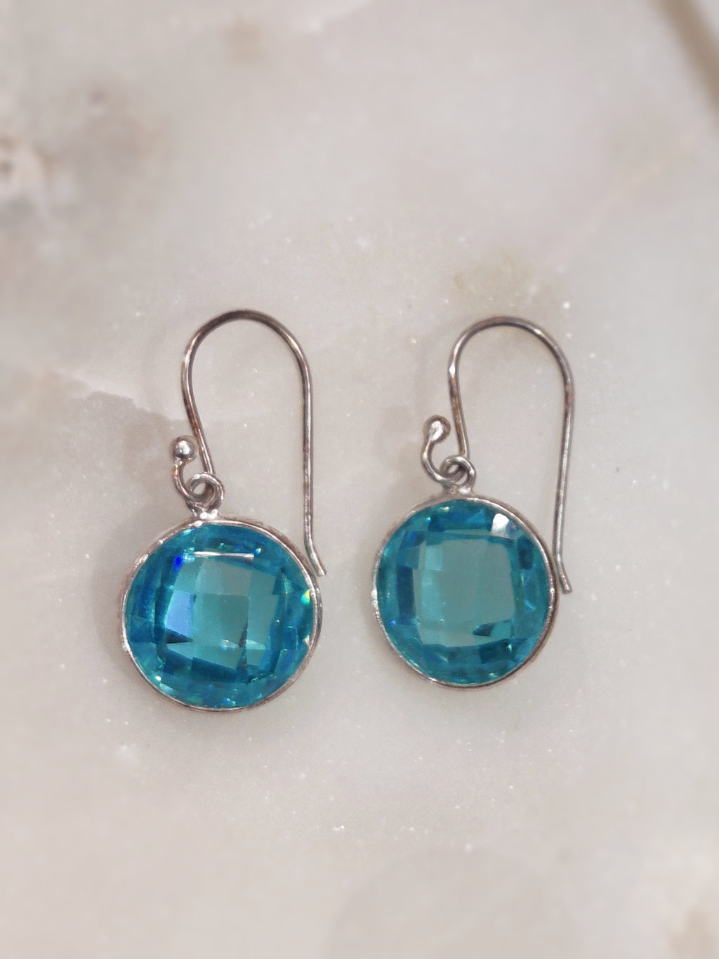 BLUE TOPAZ STERLING SILVER DROP EARRINGS