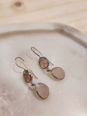 STERLING SILVER ROZE QUARTZ EARRINGS