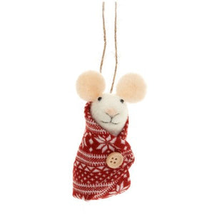Mouse Ornament - Blanket Wrap Red