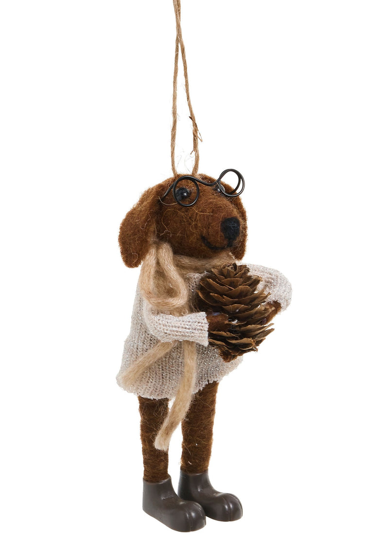 Dog with Pinecone Ornament