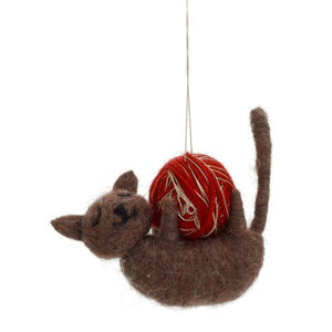 Cat with Yarn Ornament