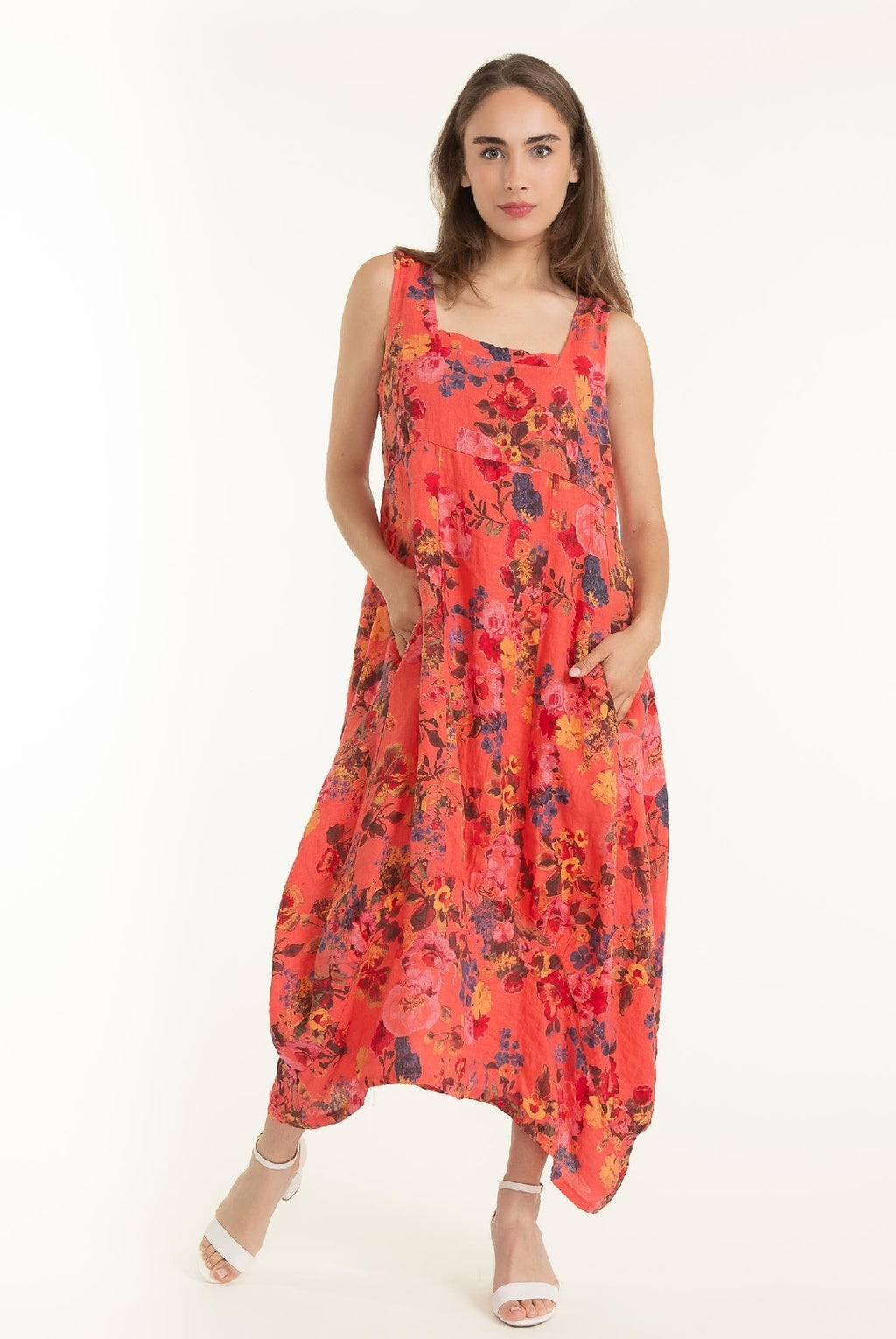FRENCH LINEN DRESS CORALLO